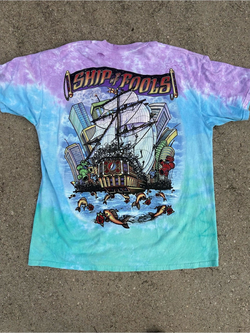 Liquid Blue Grateful Dead Ship of Fools Tie Dye T-Shirt Men's Size (XL) Y2K - Picture 6 of 9